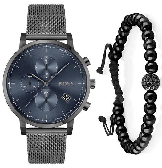 Hugo Boss Skymaster Chronograph Grey Dial Grey Mesh Bracelet Watch for Men - 1513934 Buy Now By Hugo Boss