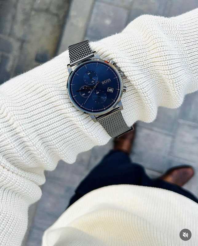 Hugo Boss Skymaster Chronograph Grey Dial Grey Mesh Bracelet Watch for Men - 1513934 Buy Now By Hugo Boss