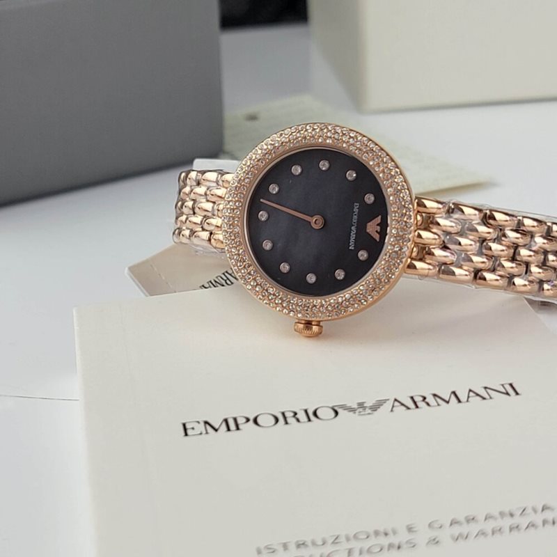 Emporio Armani Rosa Quartz Mother of Pearl Black Dial Rose Gold Steel Strap Watch For Women - AR11372 Buy Now By Emporio Armani