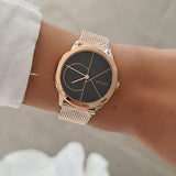 Calvin Klein Minimal Black Dial Rose Gold Mesh Bracelet Watch for Men - K3M22621 Buy Now By Calvin Klein