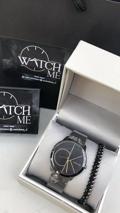 Calvin Klein Minimal Black Dial Black Mesh Bracelet Watch for Men - K3M214X1