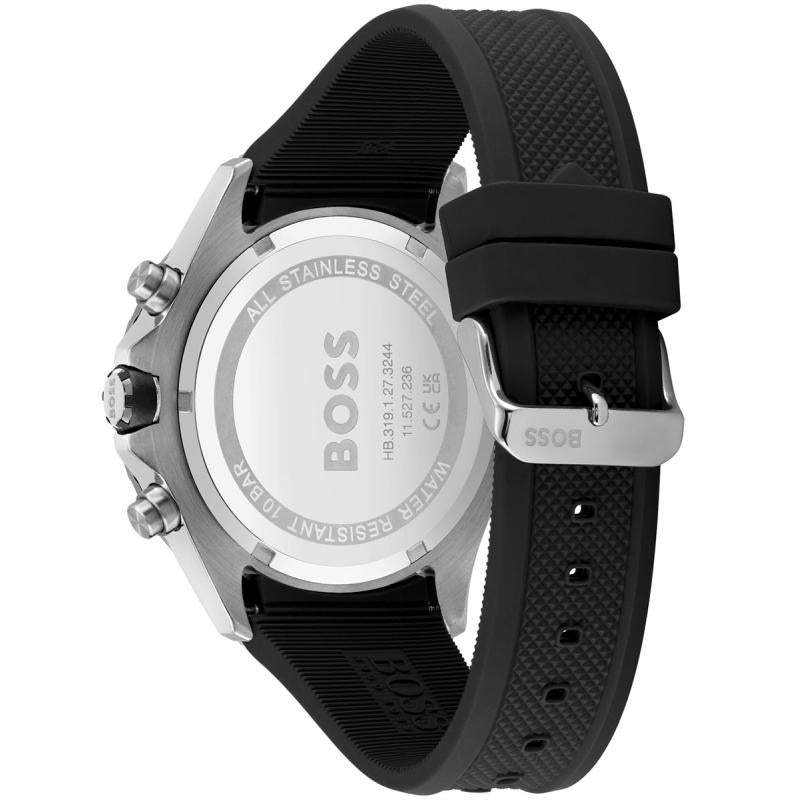 Hugo Boss Globetrotter Grey Dial Black Silicone Strap Watch for Men - 1513931 Buy Now By Hugo Boss