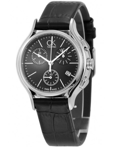 Calvin Klein Skirt Chronograph Black Dial Black Leather Strap Watch for Men - K2U291C1 Buy Now By Calvin Klein