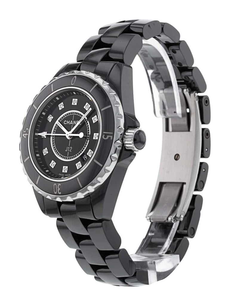Chanel J12 Quartz Diamonds Black Dial Black Steel Strap Watch for Women - J12 H1625 Buy Now By Chanel