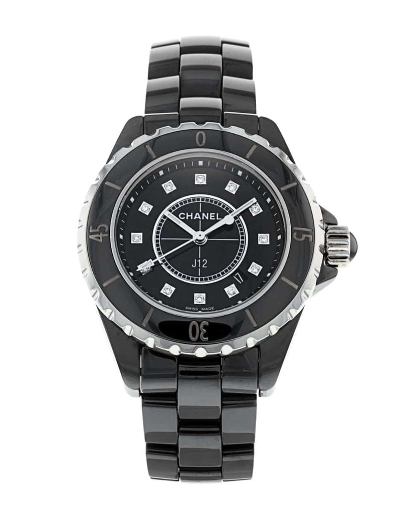 Chanel J12 Quartz Diamonds Black Dial Black Steel Strap Watch for Women - J12 H1625 Buy Now By Chanel