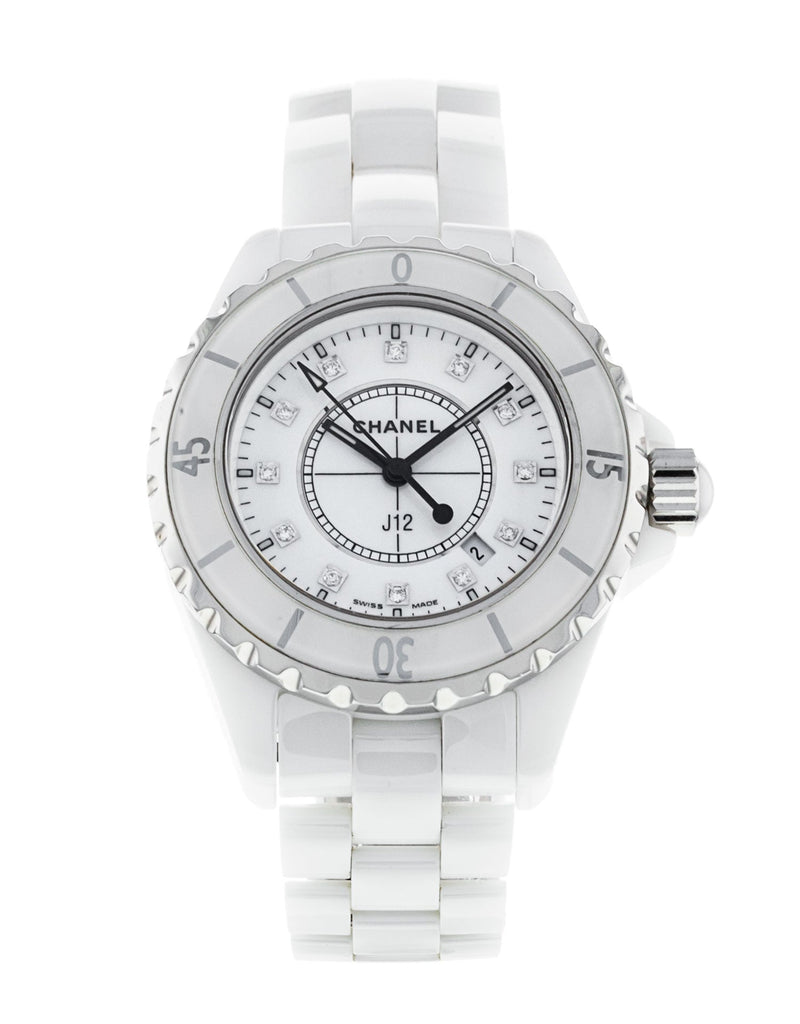 Chanel J12 Diamonds Ceramic White Dial White Steel Strap Watch for Women - J12 H1628 Buy Now By Chanel