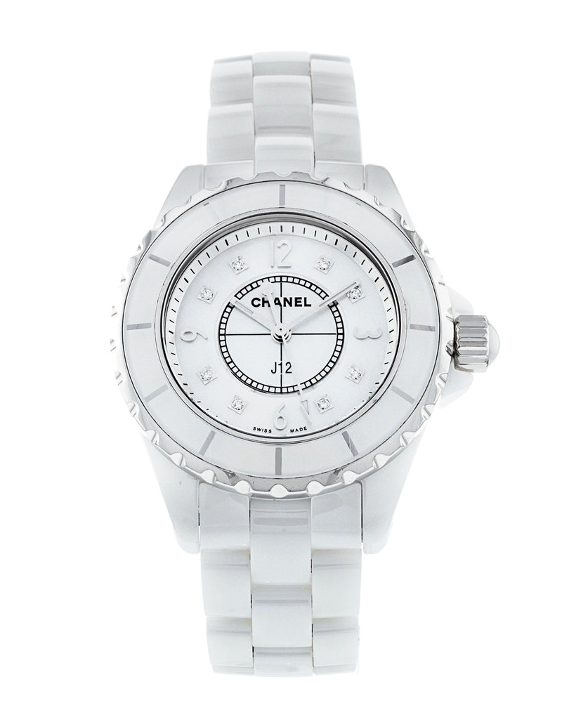 Chanel J12 Diamonds Quartz Ceramic White Dial White Steel Strap Watch for Women - J12 H2422 Buy Now By Chanel