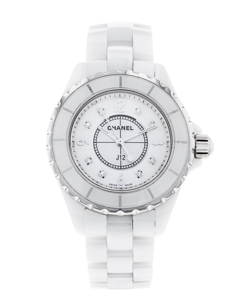 Chanel J12 Diamonds Quartz Ceramic White Dial White Steel Strap Watch for Women - J12 H2422 Buy Now By Chanel