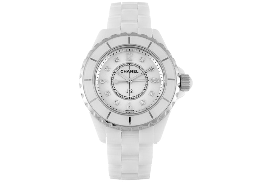 Chanel J12 Diamonds Quartz Ceramic White Dial White Steel Strap Watch for Women - J12 H2422 Buy Now By Chanel