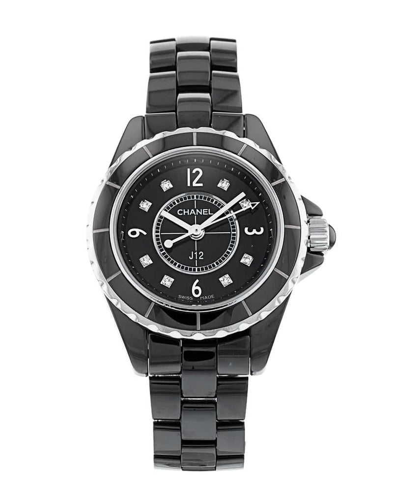 Chanel J12 Diamonds Black Dial Black Steel Strap Watch for Women - J12 H2569 Buy Now By Chanel