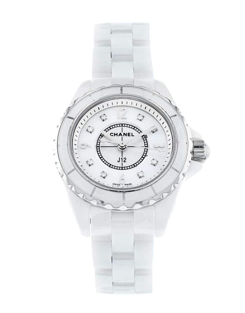Chanel J12 Diamonds Quartz Mother of Pearl White Dial White Steel Strap Watch for Women - J12 H2570 Buy Now By Chanel