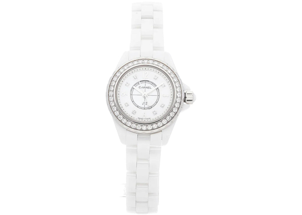 Chanel J12 Diamonds Quartz White Dial White Steel Strap Watch for Women - J12 H2572 Buy Now By Chanel
