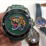 Gucci Dive Tiger Green Dial Green Rubber Strap Watch For Men - YA136316 Buy Now By Gucci