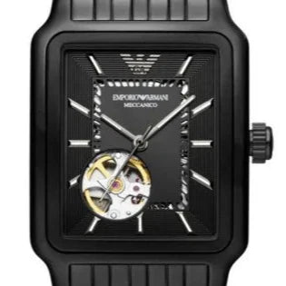 Emporio Armani Meccanico Black Dial Black Steel Strap Watch For Men - AR60058 Buy Now By Emporio Armani