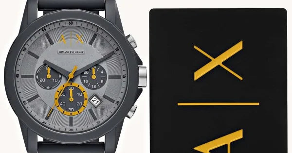 Armani Exchange Outerbanks Chronograph Grey Dial Grey Silicone Strap Watch For Men - AX7123 Buy Now By Armani Exchange