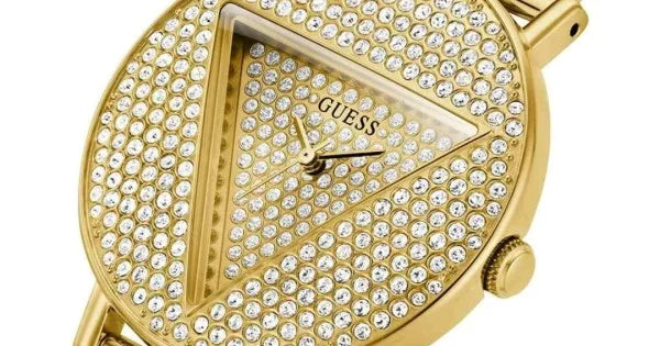 Guess Iconic Diamonds Gold Dial Gold Mesh Bracelet Watch For Women - GW0477L2 Buy Now By Guess
