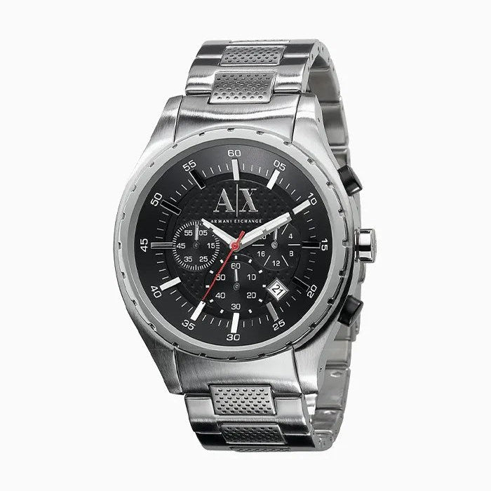 Armani Exchange Miami Chronograph Black Dial Silver Steel Strap Watch For Men - AX1057 Buy Now By Armani Exchange