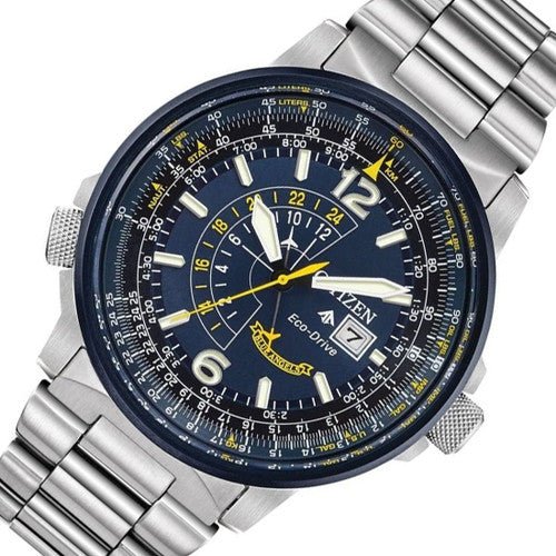 Citizen Promaster Nighthawk Eco Drive Navy Blue Dial Silver Steel Strap Watch For Men - BJ7006-56L Buy Now By Citizen