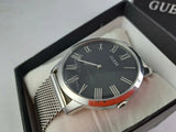 Guess Analog Black Dial Silver Mesh Bracelet Watch for Men - W1263G1 Buy Now By Guess