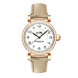 Coach Madison Diamonds White Dial Beige Leather Strap Watch for Women - 14503394 Buy Now By Coach