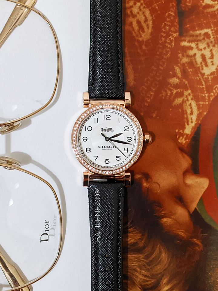 Coach Madison White Dial Black Leather Strap Watch for Women - 14503396 Buy Now By Coach