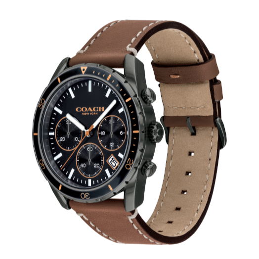 Coach Sullivan Chronograph Black Dial Brown Leather Strap Watch for Men - 14602070 Buy Now By Coach