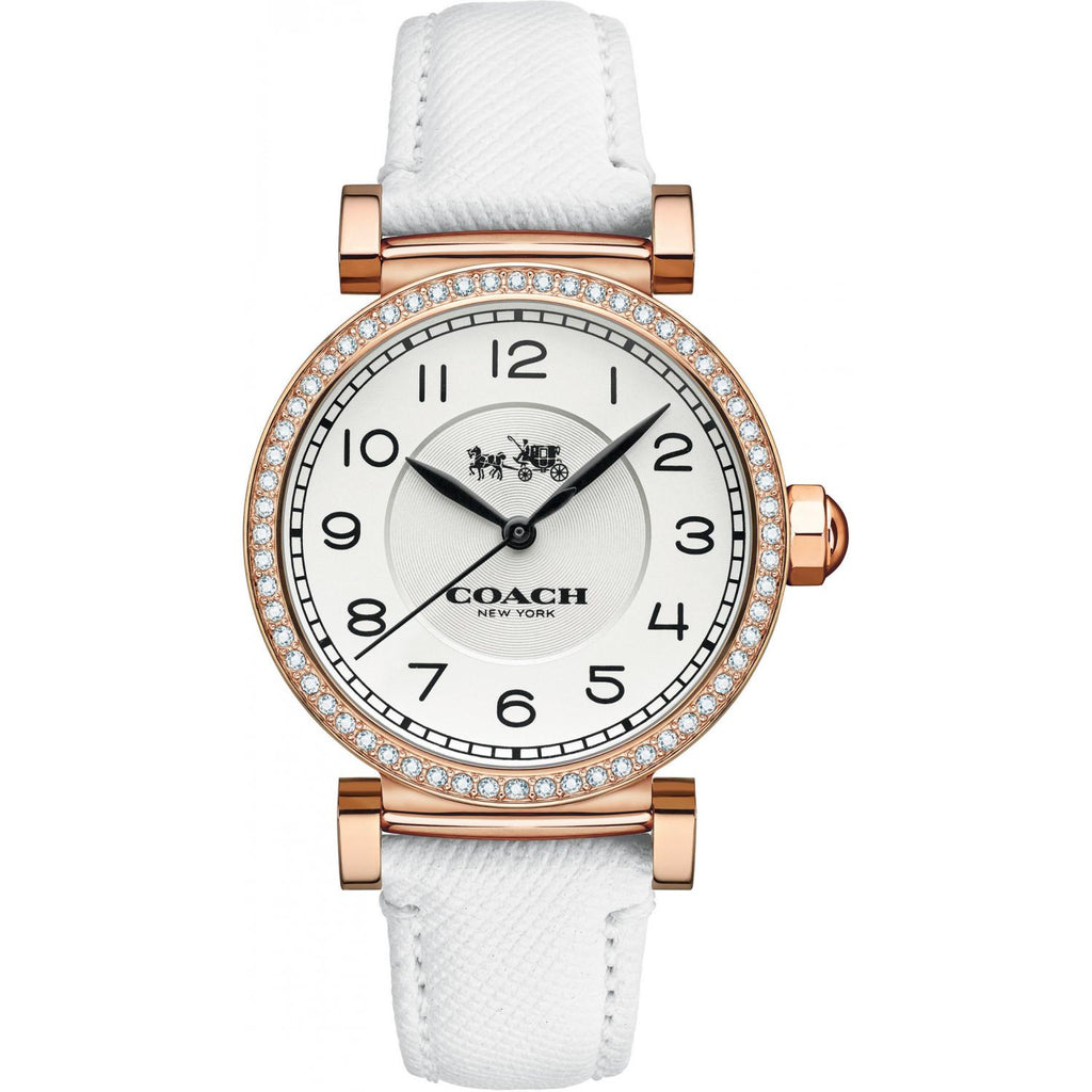 Coach Madison White Dial White Leather Strap Watch for Women - 14502401 Buy Now By Coach