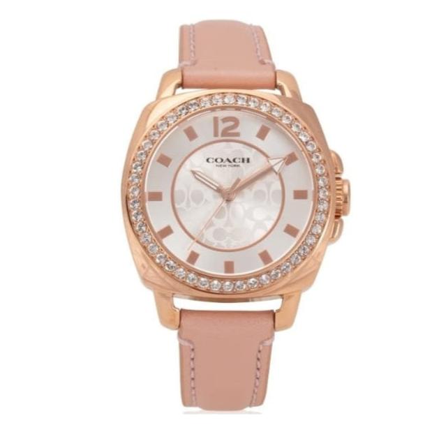 Coach Boyfriend Mother of Pearl White Dial Pink Leather Strap Watch for Women - 14503151 Buy Now By Coach