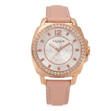 Coach Boyfriend Mother of Pearl White Dial Pink Leather Strap Watch for Women - 14503151 Buy Now By Coach