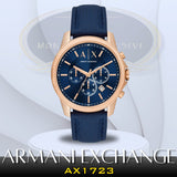 Armani Exchange Banks Chronograph Blue Dial Blue Leather Strap Watch For Men - AX1723 Buy Now By Armani Exchange