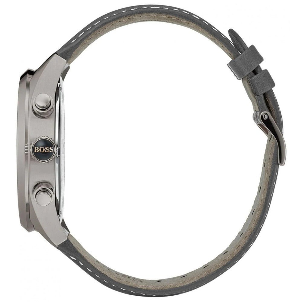 Hugo Boss Grand Prix Silver Dial Grey Leather Strap Watch for Men - 1513603 Buy Now By Hugo Boss