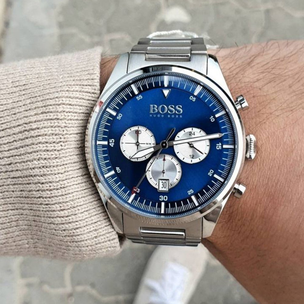 Hugo Boss Pioneer Blue Dial Silver Steel Strap Watch for Men - 1513713 Buy Now By Hugo Boss
