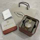 Fossil Rye Automatic Skeleton Gold Dial Gold Steel Strap Watch for Women - BQ3755 Buy Now By Fossil