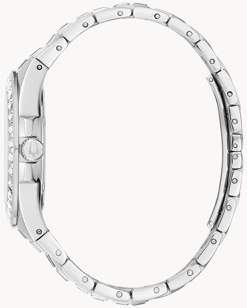 Bulova Phantom Baguette Crystal Blue Dial Silver Steel Strap Watch for Men - 96A254 Buy Now By Bulova