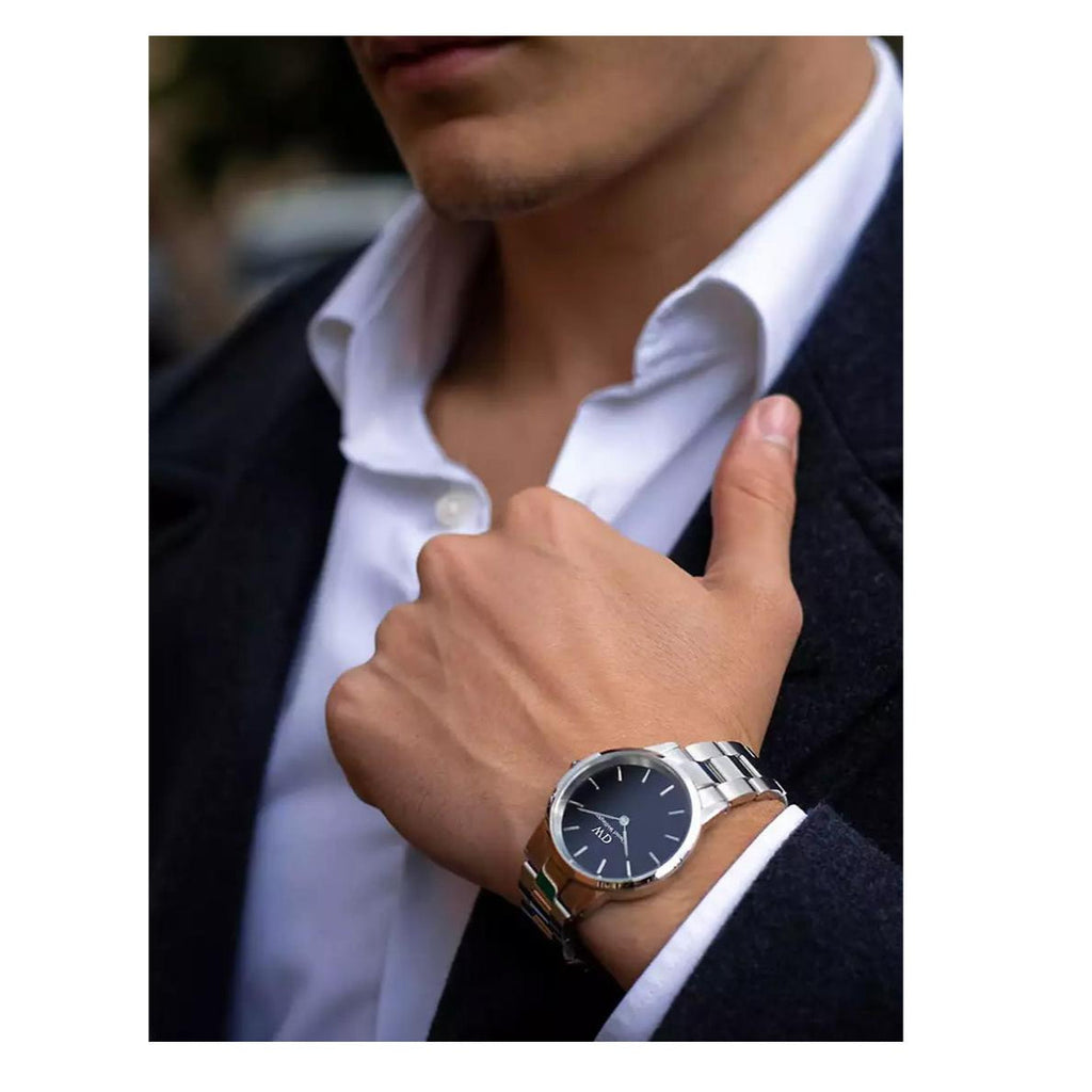 Daniel Wellington Iconic Link Black Dial Silver Steel Strap Watch for Women - DW00100204 Buy Now By Daniel Wellington