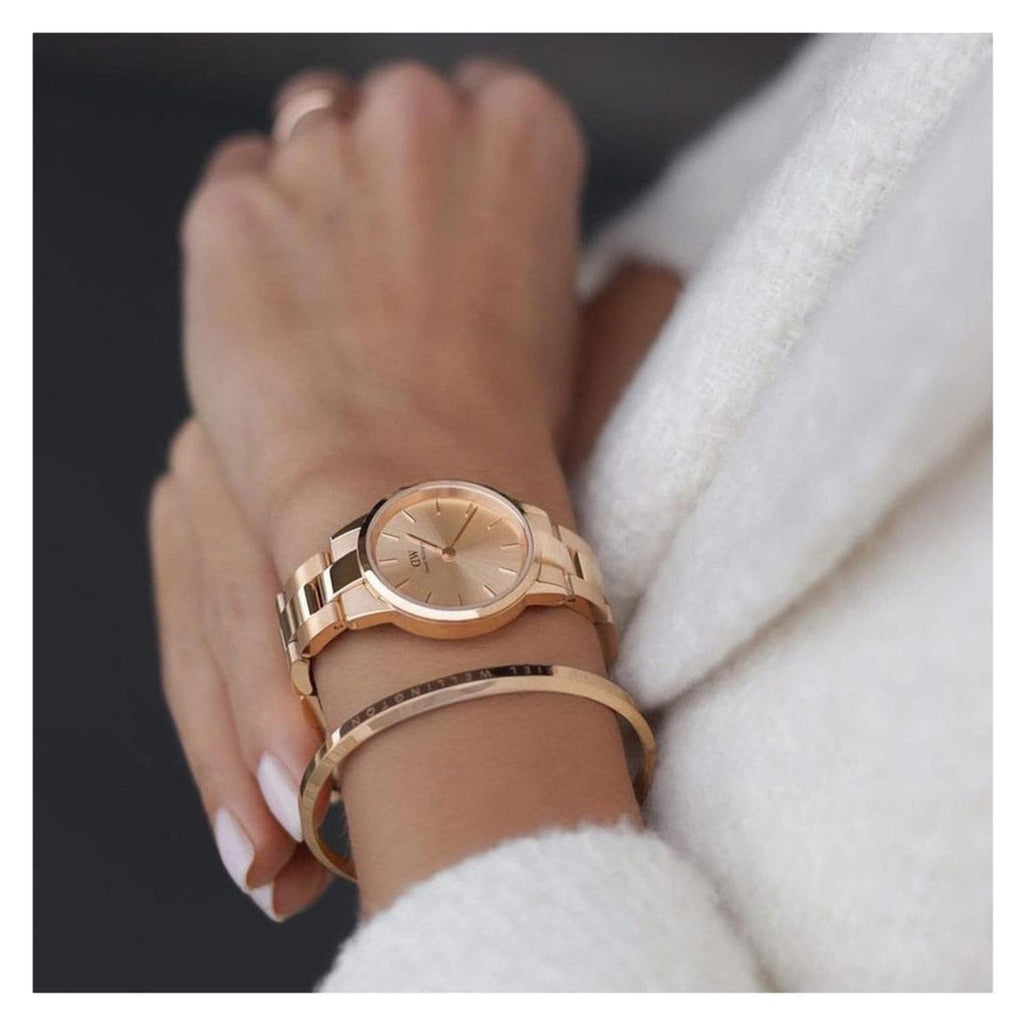 Daniel Wellington Iconic Link Unitone Rose Gold Dial Rose Gold Steel Strap Watch For Women - DW00100401 Buy Now By Daniel Wellington