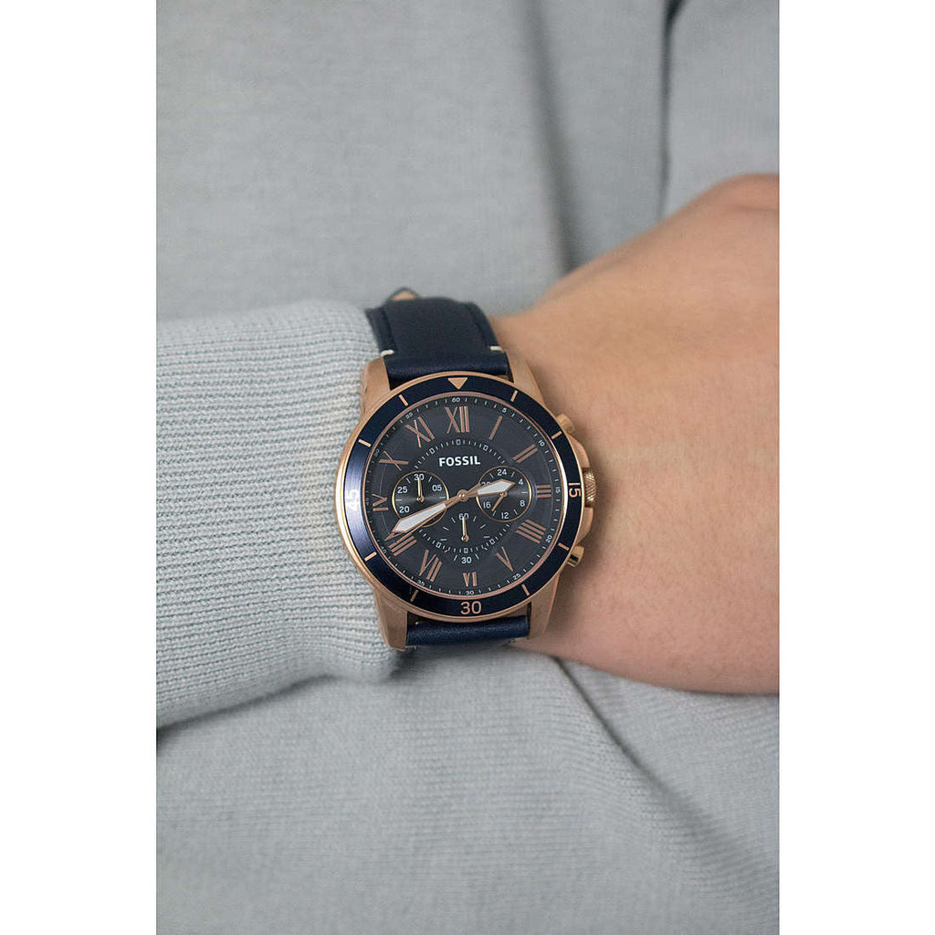 Fossil Grant Sport Chronograph Blue Dial Blue Leather Strap Watch for Men - FS5237 Buy Now By Fossil