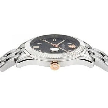 Versace Greca Time Quartz Black Dial Silver Steel Strap Watch For Men - VE3K00322 Buy Now By Versace