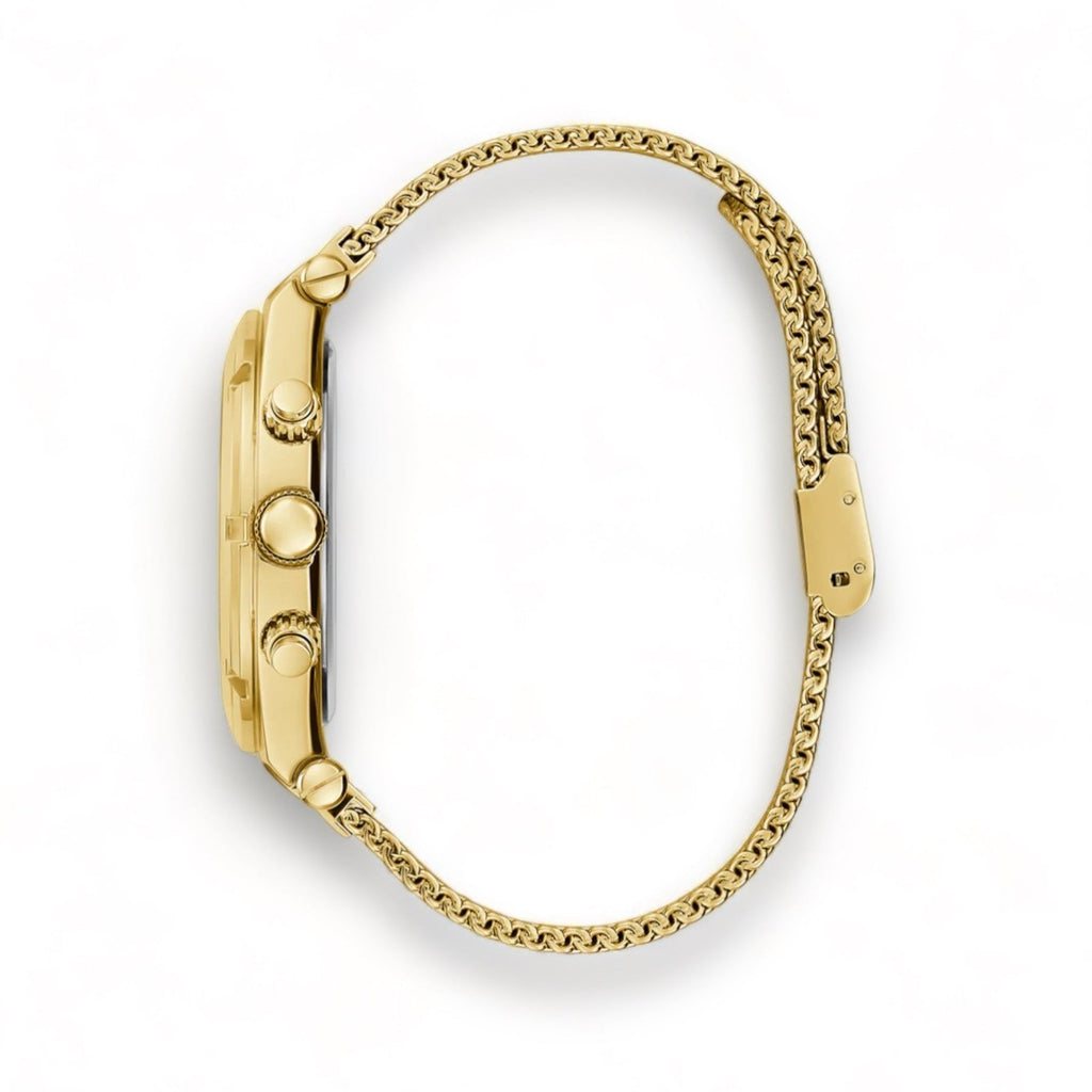 Guess Continental Chronograph Black Dial Gold Mesh Strap Watch For Men - GW0582G2 Buy Now By Guess