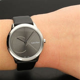 Calvin Klein Minimal Grey Dial Black Leather Strap Watch for Men - K3M221C3 Buy Now By Calvin Klein