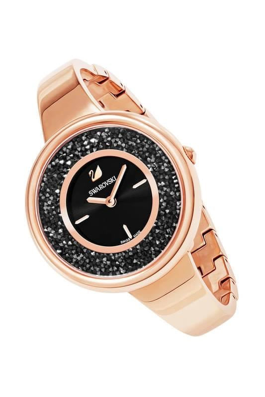 Swarovski Crystalline Pure Black Dial Rose Gold Steel Strap Watch for Women - 5295334 Buy Now By Swarovski
