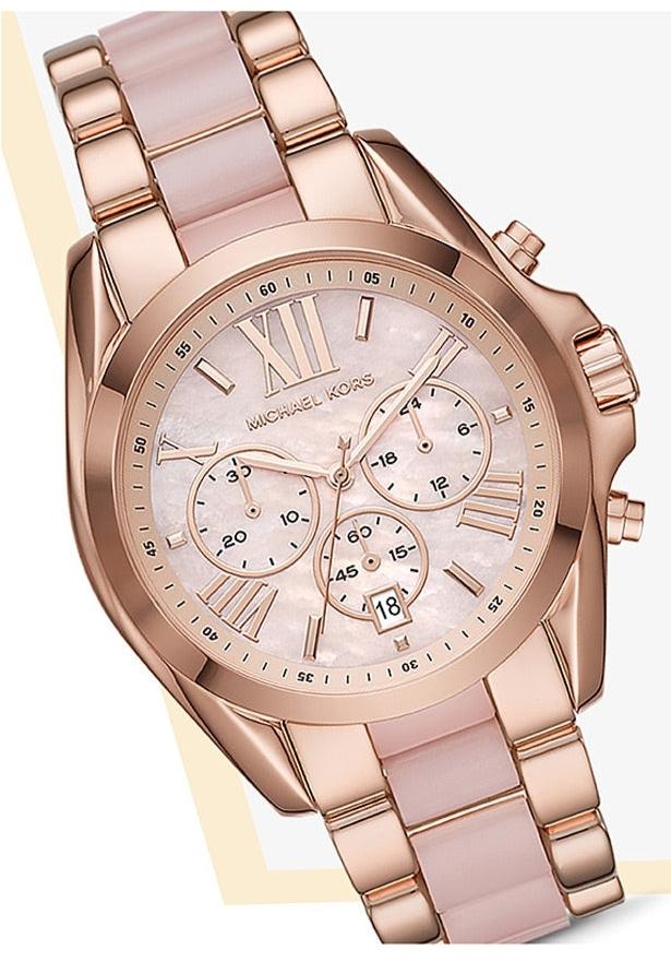 Michael Kors Bradshaw Chronograph Pink Dial Two Tone Steel Strap Watch For Women - MK6830 Buy Now By Michael Kors