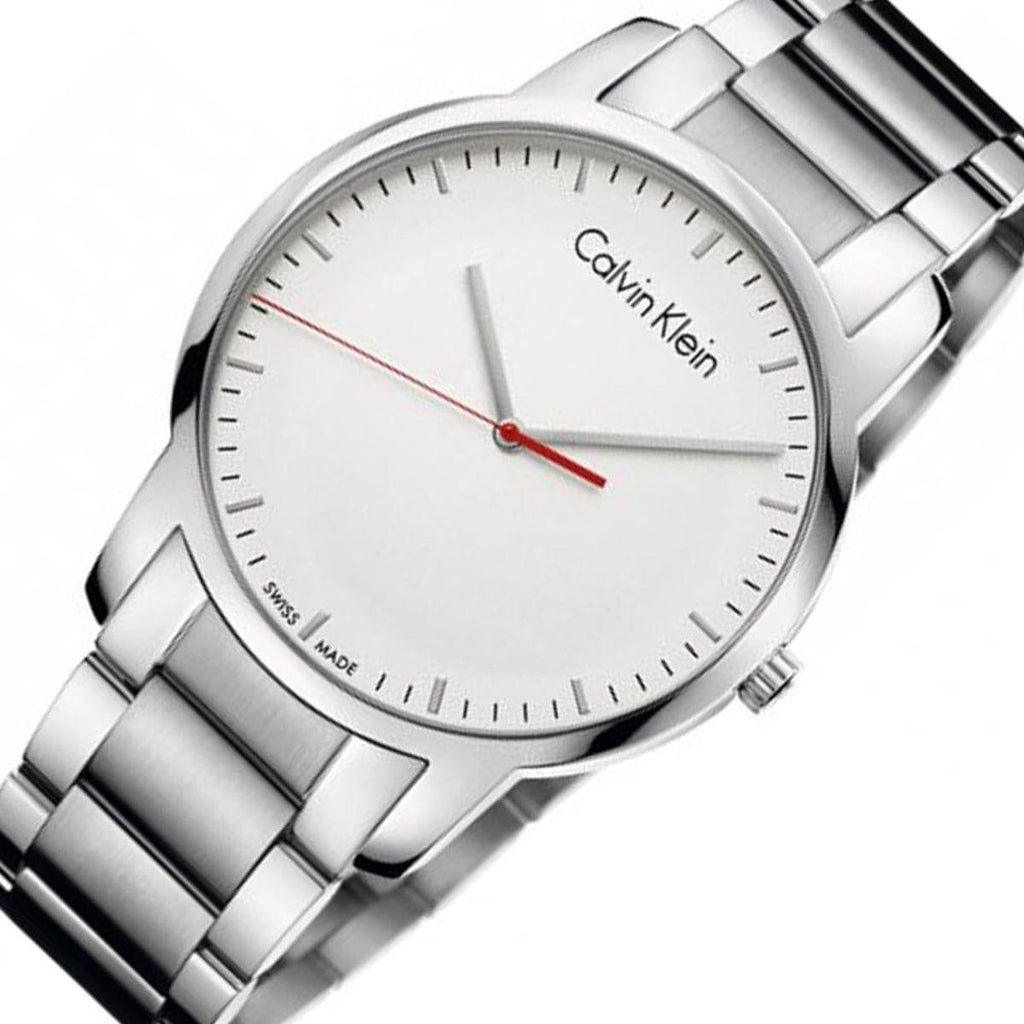 Calvin Klein City Quartz White Dial Silver Steel Strap Watch for Men - K2G2G1Z6 Buy Now By Calvin Klein