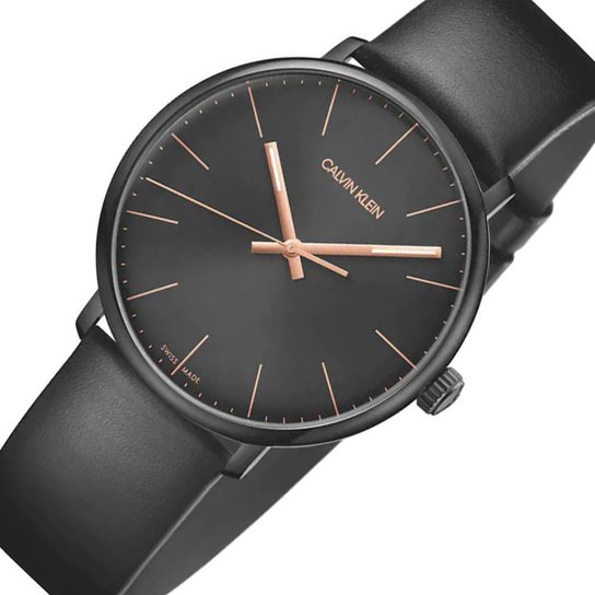 Calvin Klein High Noon Quartz Black Dial Black Leather Strap Watch for Men - K8M214CB Buy Now By Calvin Klein