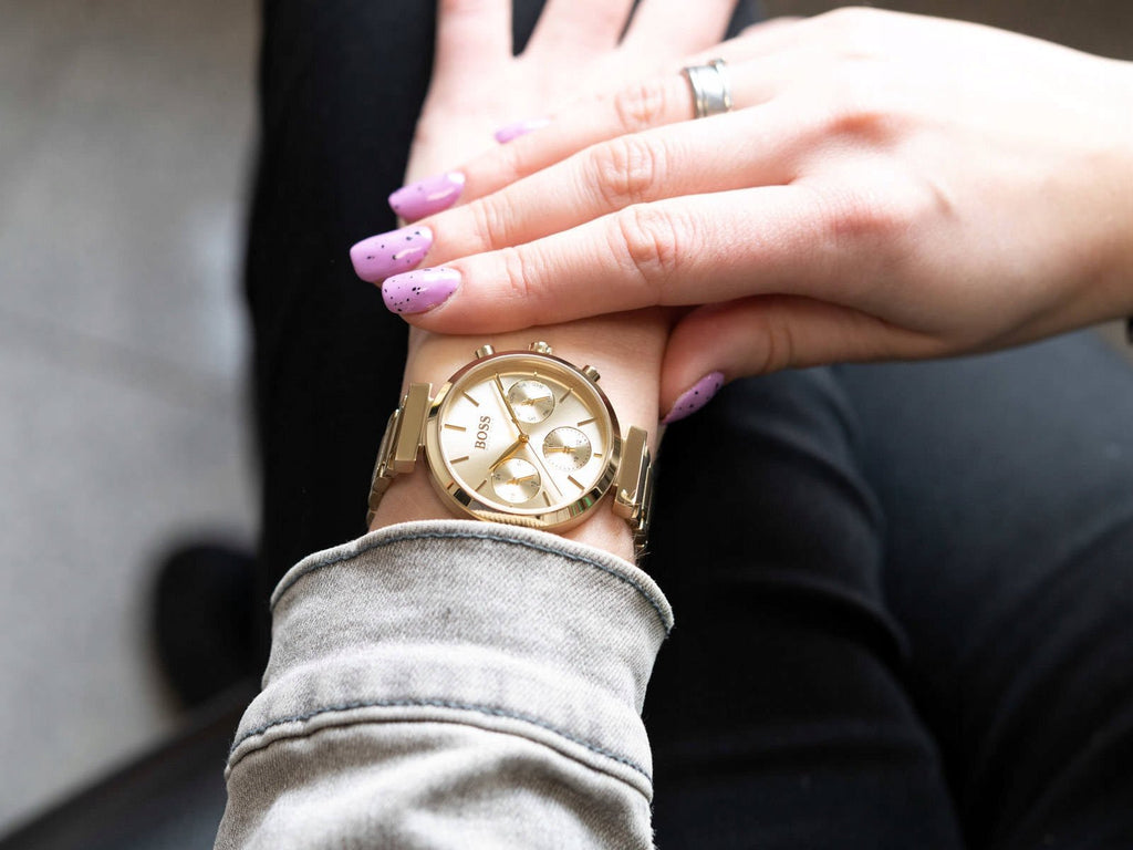 Hugo Boss Flawless Gold Dial Gold Steel Strap Watch for Women - 1502532 Buy Now By Hugo Boss