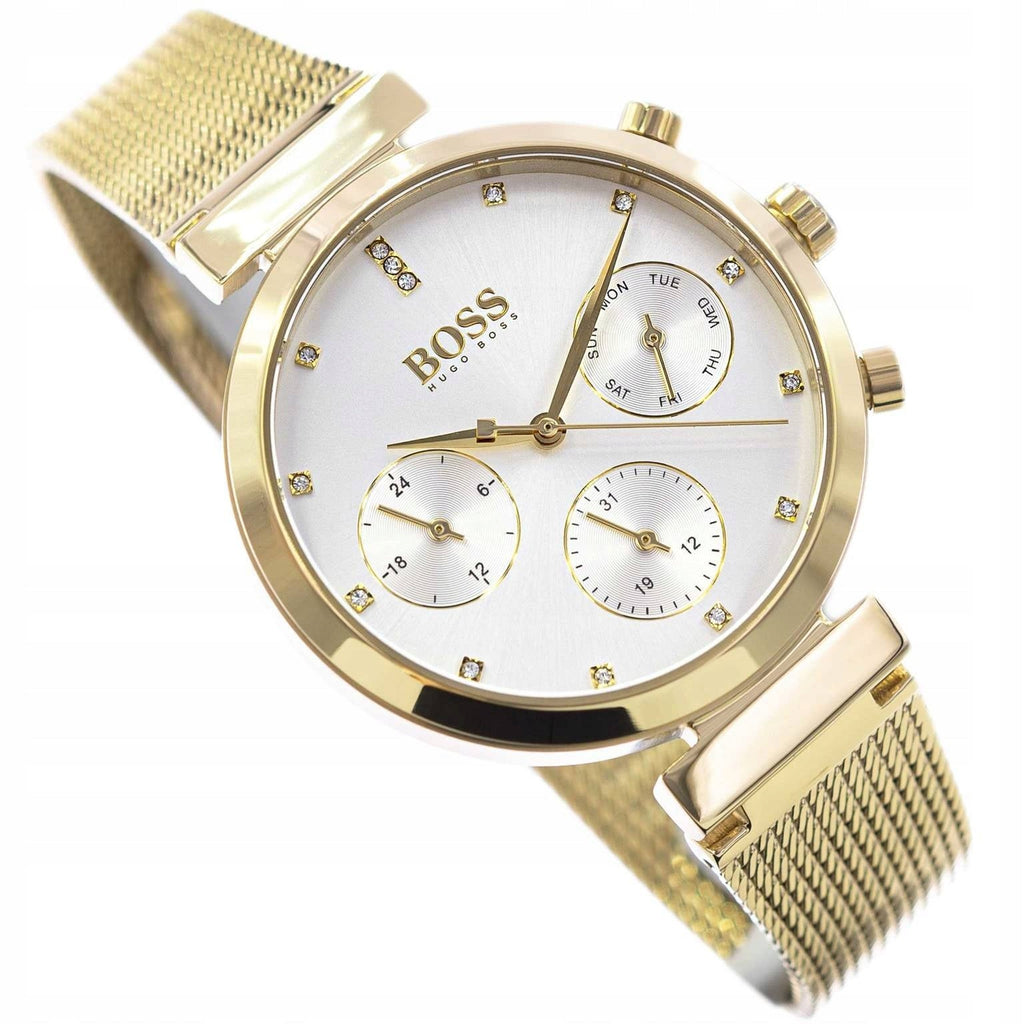 Hugo Boss Flawless White Dial Gold Mesh Bracelet Watch for Women - 1502552 Buy Now By Hugo Boss