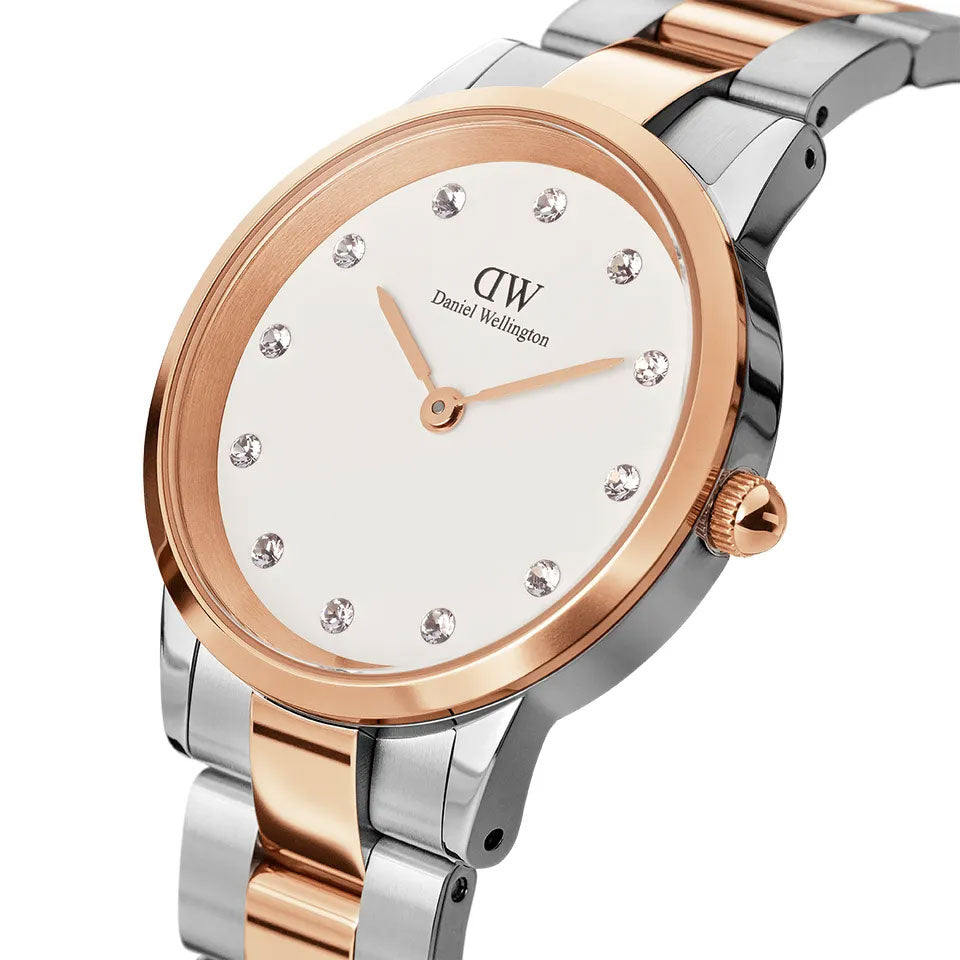 Daniel Wellington Iconic Link White Dial Two Tone Steel Strap Watch For Women - DW00100359 Buy Now By Daniel Wellington