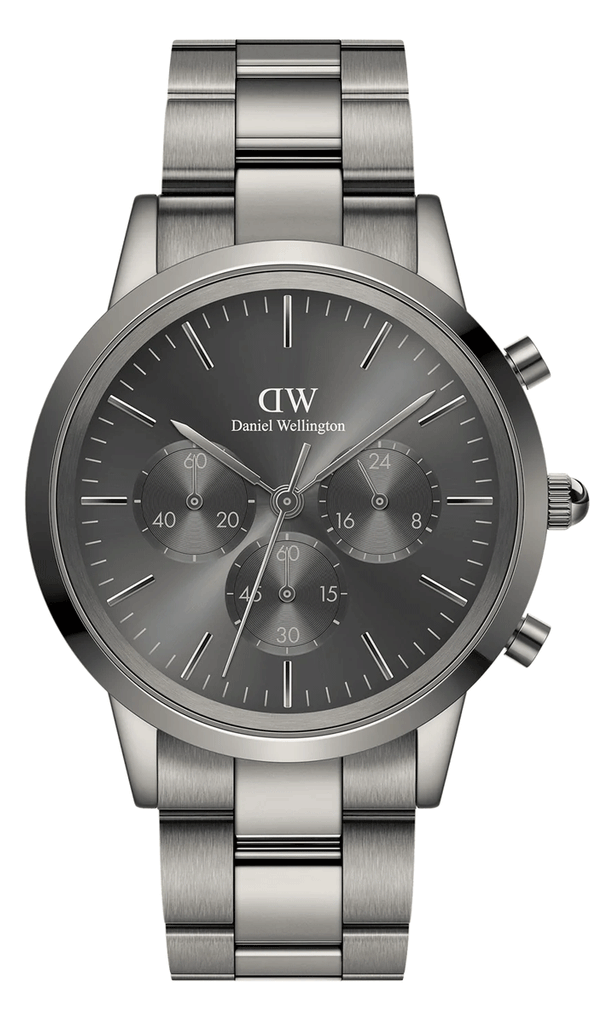 Daniel Wellington Iconic Link Chronograph Grey Dial Grey Steel Strap Watch for Men - DW00100643 Buy Now By Daniel Wellington