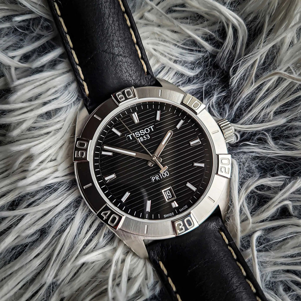 Tissot PR 100 Sport Quartz Black Dial Black Leather Strap Watch For Men - T101.610.16.051.00 Buy Now By Tissot