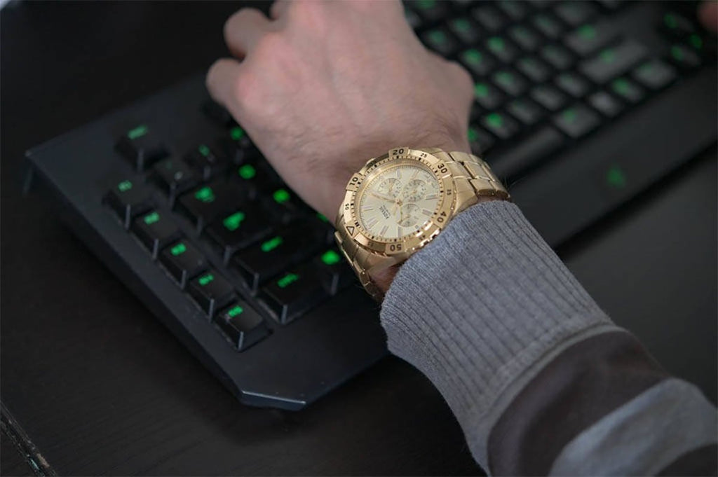 Fossil Garrett Chronograph Gold Dial Gold Steel Strap Watch for Men - FS5772 Buy Now By Fossil